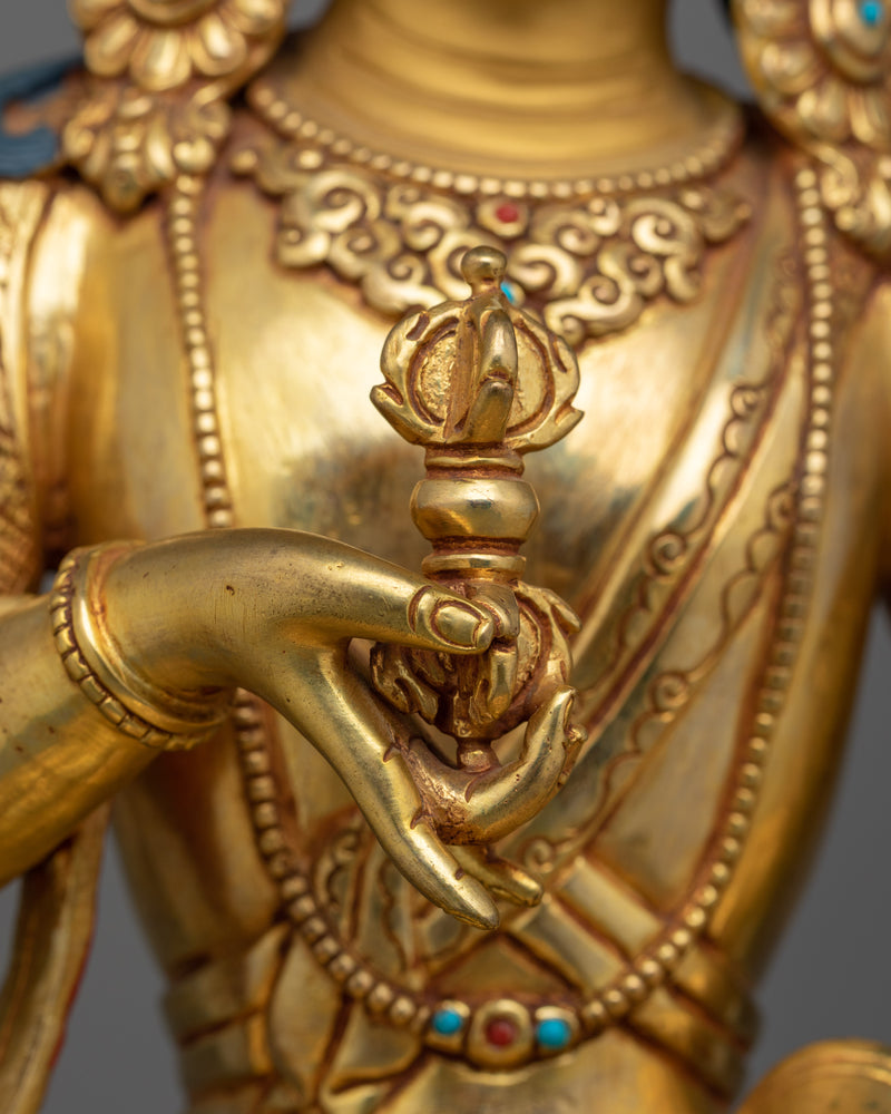 Sacred Vajrasattva Buddha Statue | 24K Gold Gilded Copper Sculpture