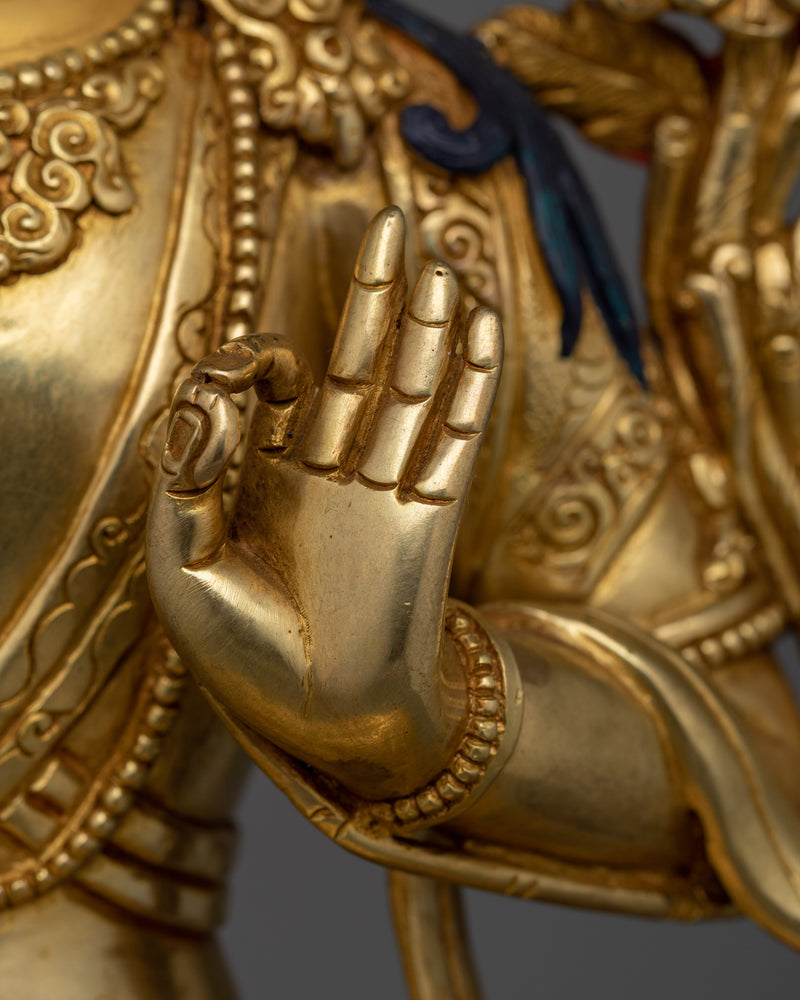 Sacred Manjushri Deity | 24K Gold Gilded Copper Statue