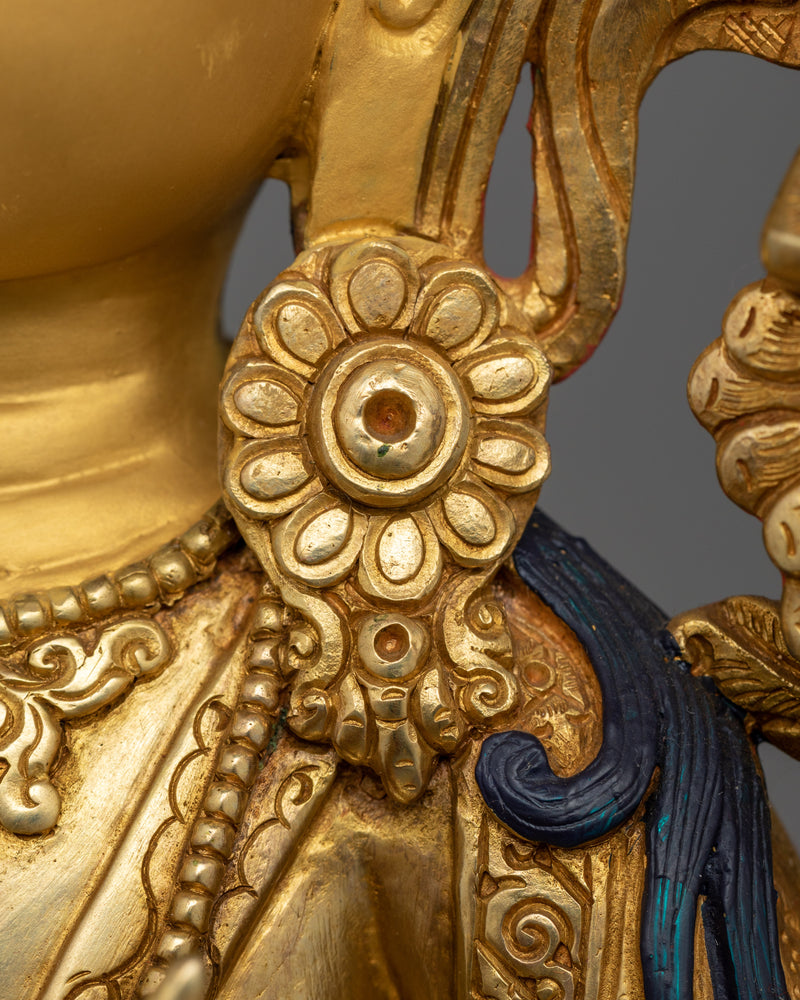 Sacred Manjushri Deity | 24K Gold Gilded Copper Statue