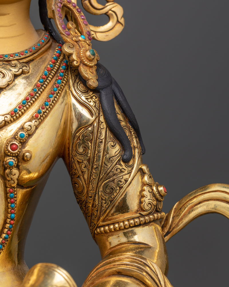 Sacred Vajrasattva Statue | Handcrafted 24K Gold Gilded Copper Sculpture