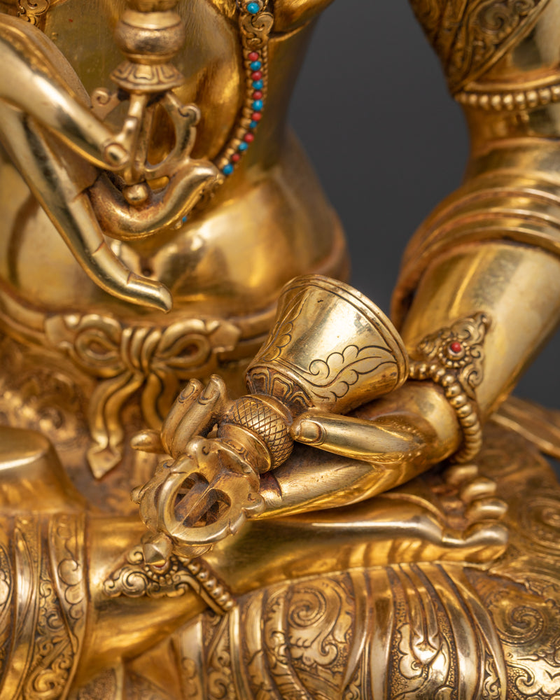 Sacred Vajrasattva Statue | Handcrafted 24K Gold Gilded Copper Sculpture