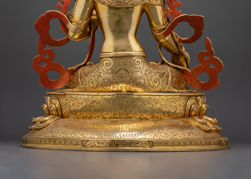 Sacred White Tara Statue | Handcrafted 24K Gold Gilded Copper Sculpture