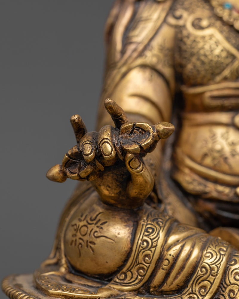 Asian-Made Guru Rinpoche Statue | 24K Gold Gilded Copper Sculpture