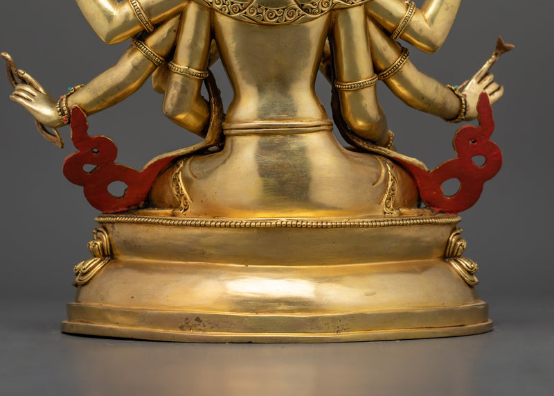 Sacred Namgyalma Statue | 24K Gold Gilded Copper Body with Gold & Acrylic Paintings