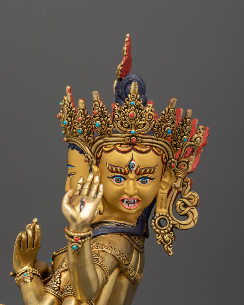 Sacred Namgyalma Statue | 24K Gold Gilded Copper Body with Gold & Acrylic Paintings