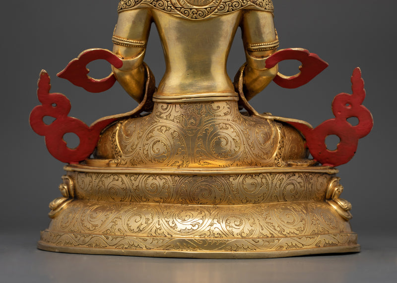 Sacred Vairocana Statue | 24K Gold Gilded Copper Body with Gold & Acrylic Paintings