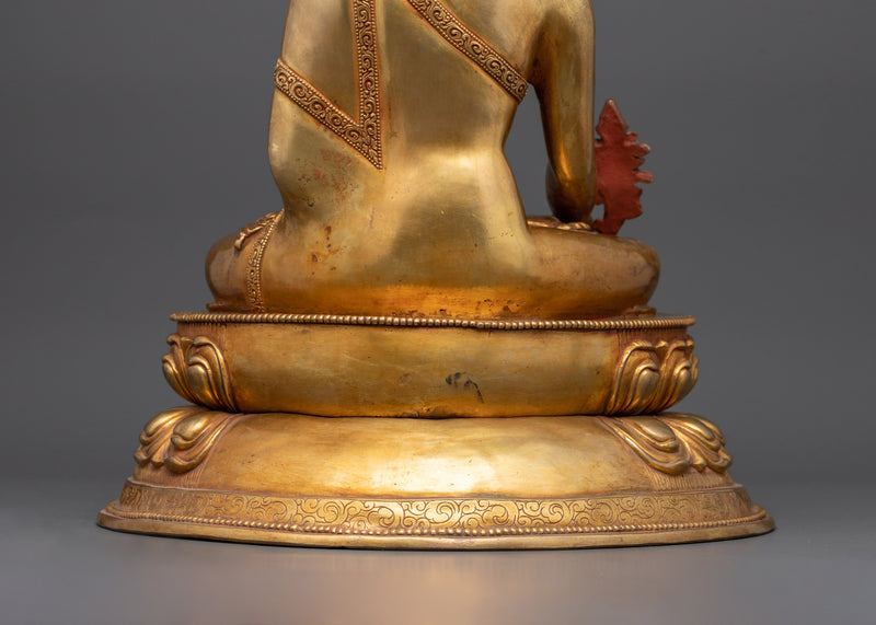 Sacred Medicine Buddha Statue | 24K Gold Gilded Healing Deity Sculpture