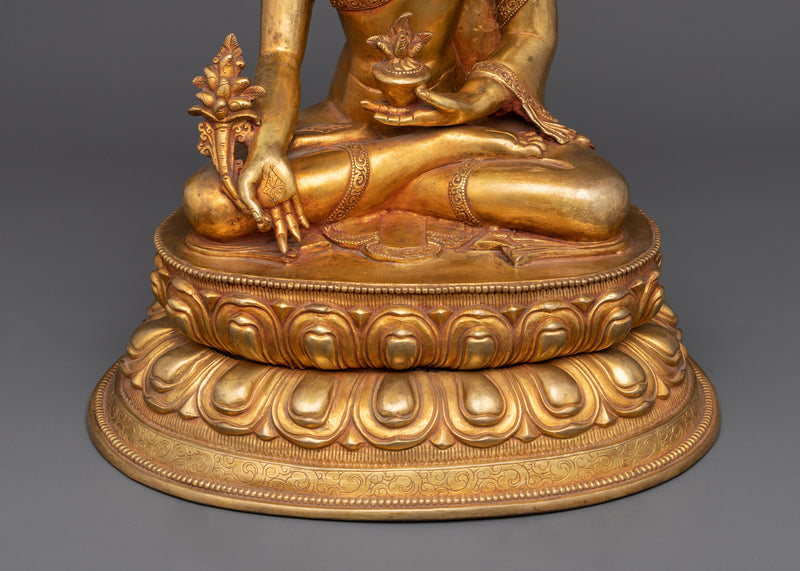 Sacred Medicine Buddha Statue | 24K Gold Gilded Healing Deity Sculpture