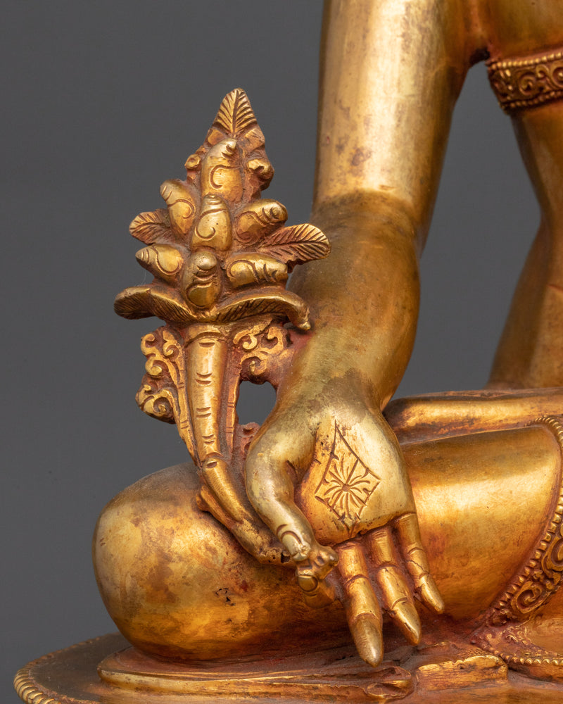 Sacred Medicine Buddha Statue | 24K Gold Gilded Healing Deity Sculpture