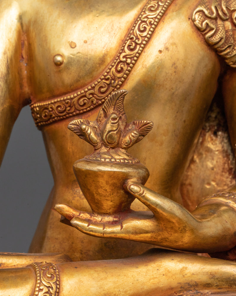 Sacred Medicine Buddha Statue | 24K Gold Gilded Healing Deity Sculpture