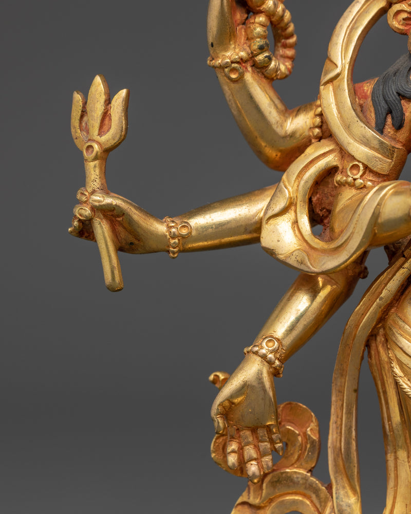 Sacred Lokeshvara Statue | 24K Gold Gilded Copper Body Sculpture