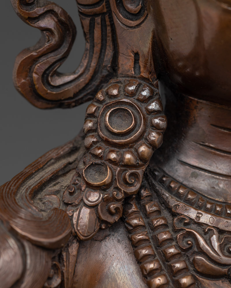 Sacred Manjushri Figurine | Oxidized Copper Buddhist Statue