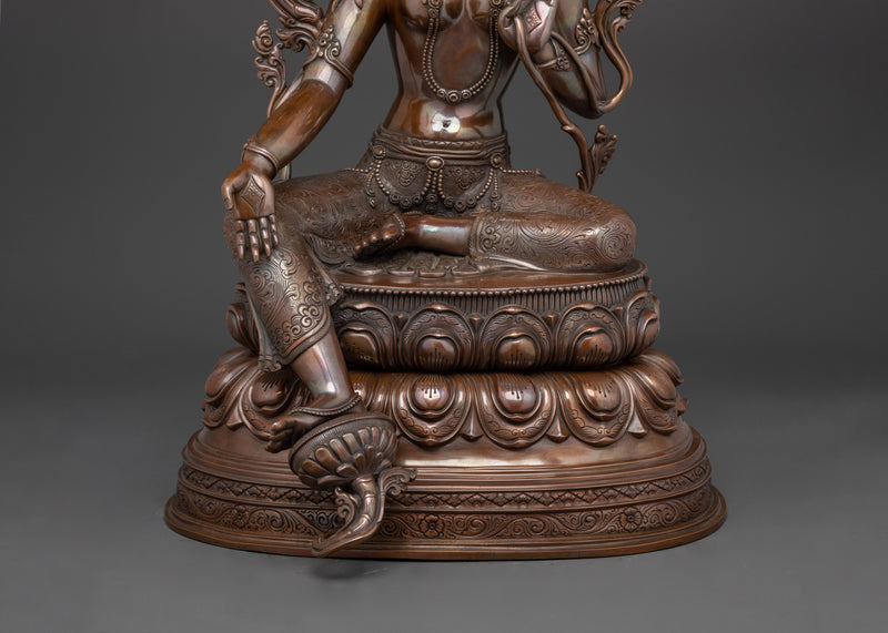 Sacred Green Tara Sculpture | Oxidized Copper Buddhist Deity Statue