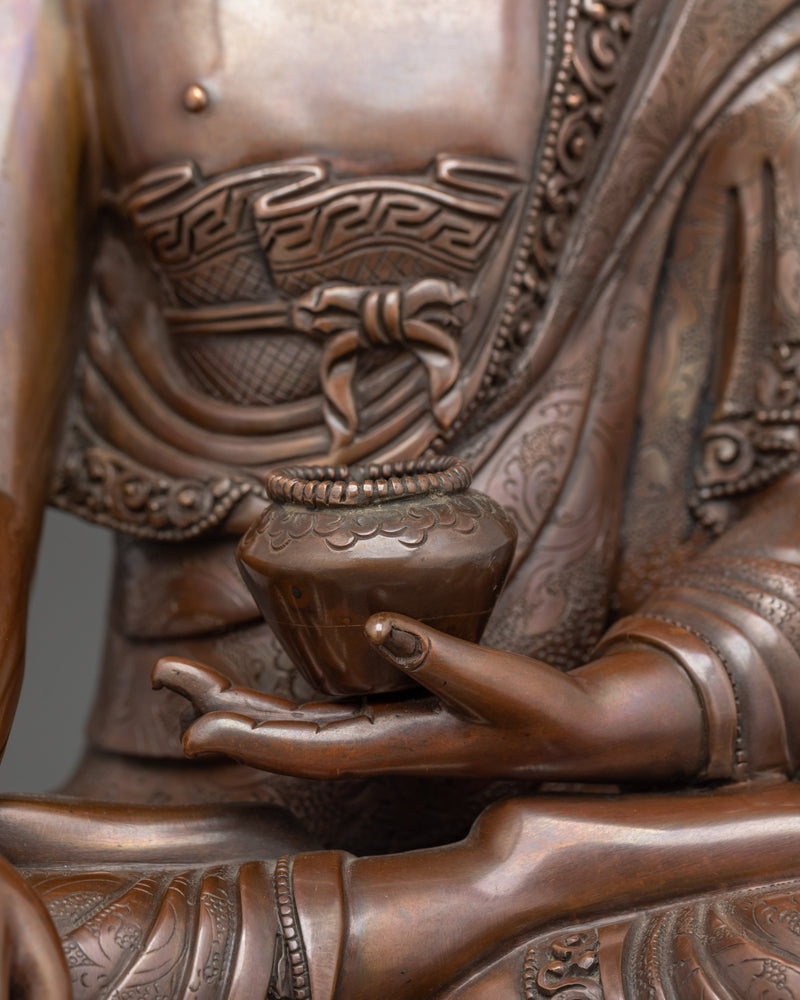 Sacred Shakyamuni Buddha Figurine | Oxidized Copper Buddhist Statue