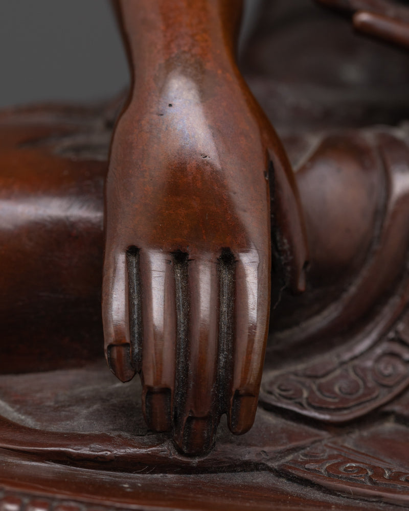 Enlightened Shakyamuni Buddha Statue | Oxidized Copper Sculpture