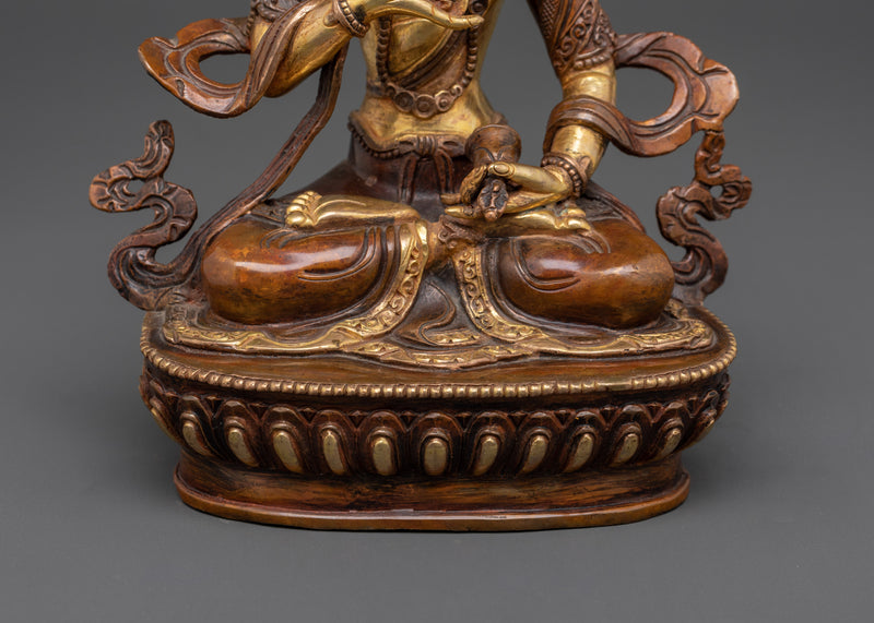 Sacred Vajrasattva Figurine | Gold Gilded Oxidized Copper Art