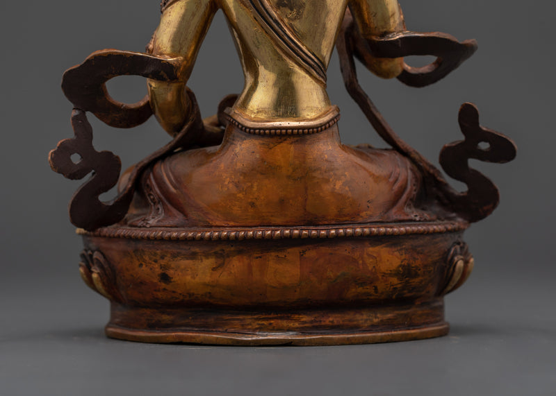 Sacred Vajrasattva Figurine | Gold Gilded Oxidized Copper Art