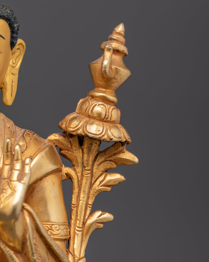 Traditional Spiritual Maitreya Buddha Statue | 24K Gold Gilded Copper Sculpture