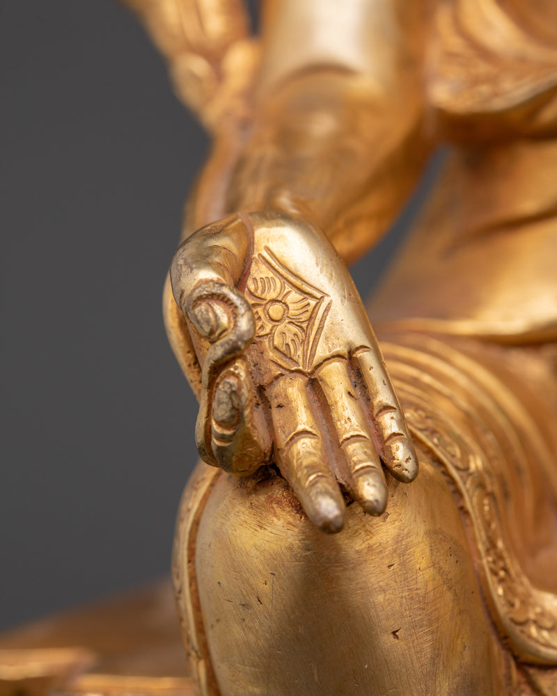 Traditional Spiritual Maitreya Buddha Statue | 24K Gold Gilded Copper Sculpture