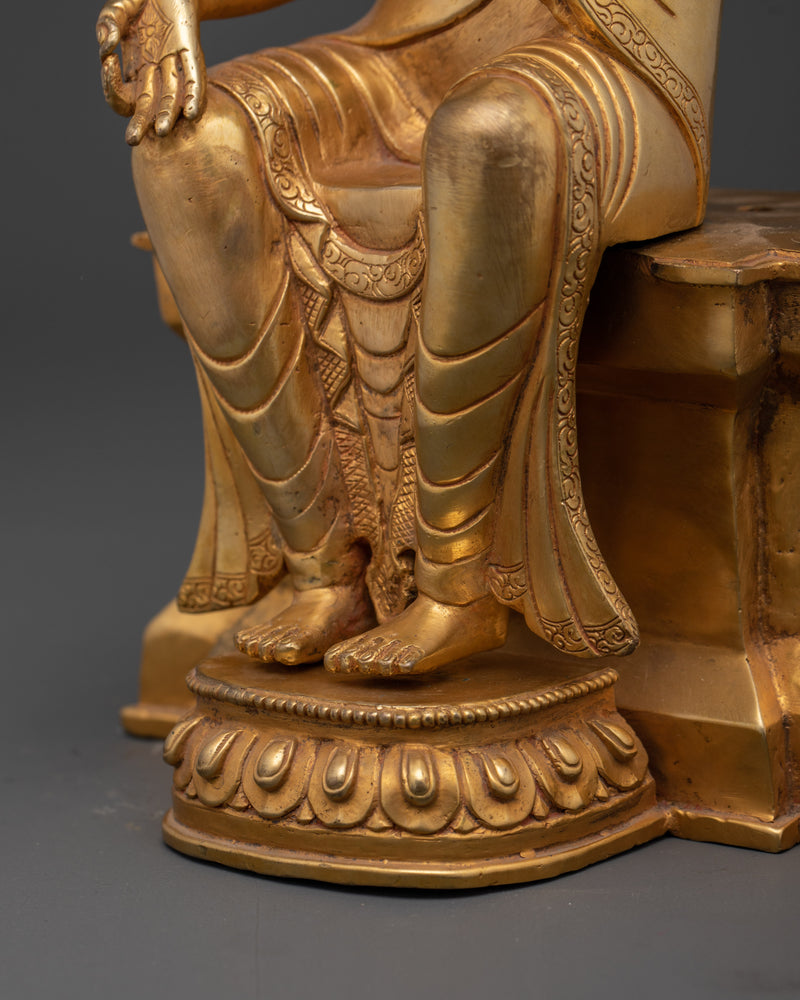 Traditional Spiritual Maitreya Buddha Statue | 24K Gold Gilded Copper Sculpture