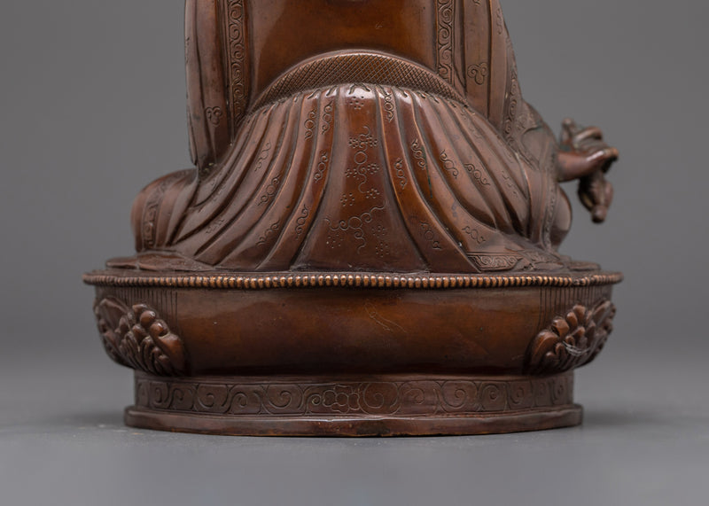 Asian-made Sacred Guru Rinpoche Sculpture | Oxidized Copper Statue of Padmasambhava