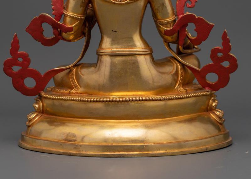 Indoor Sacred Green Tara Goddess | 24K Gold Gilded Copper Statue