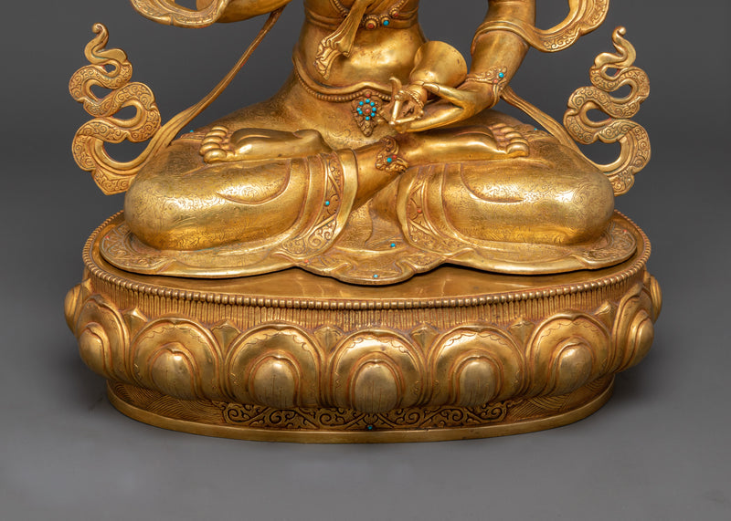 Sadhana Vajrasattva Sculpture | 24K Gold Gilded Gemstone Copper Masterpiece