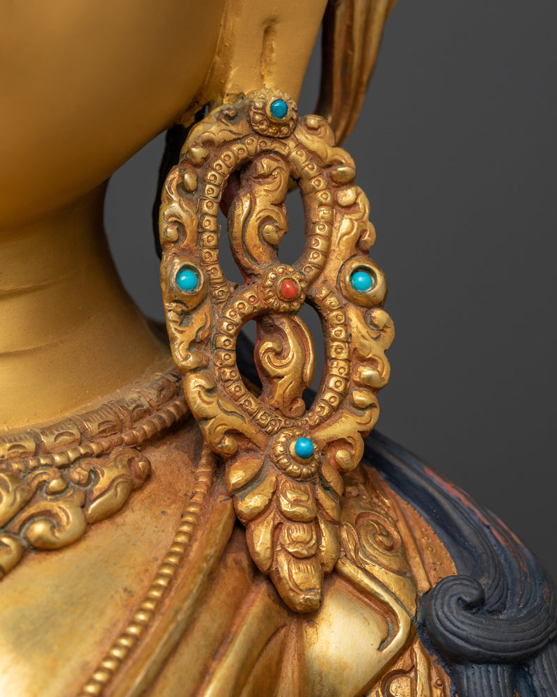 Sadhana Vajrasattva Sculpture | 24K Gold Gilded Gemstone Copper Masterpiece