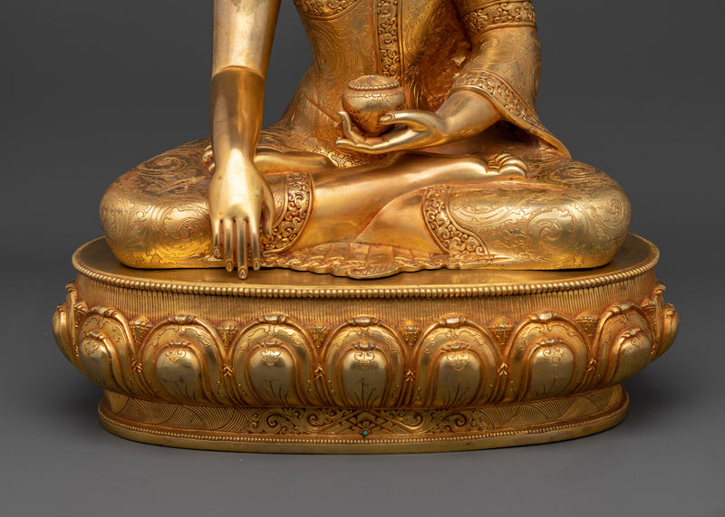 Spiritual Shakyamuni Buddha Statue | 24K Gold Gilded Copper