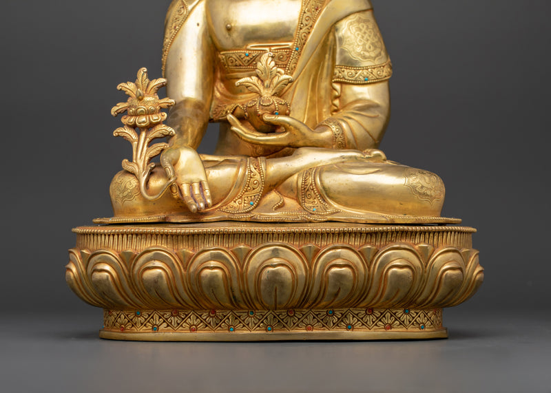 Spiritual Medicine Buddha Statue | 24K Gold Gilded Copper Masterpiece