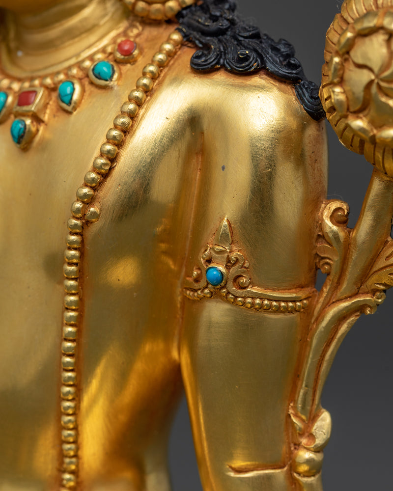 Indra Figurine | 24K Gold Gilded Copper Statue with Gemstones