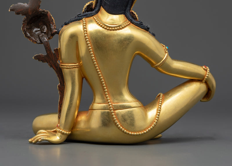 Indra Figurine | 24K Gold Gilded Copper Statue with Gemstones