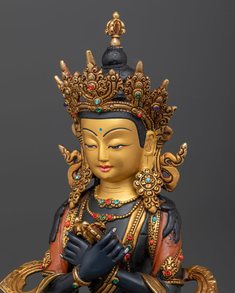 Indoor Buddha Vajradhara Figurine | Gold-Gilded Essence of Enlightenment | Tibetan Art