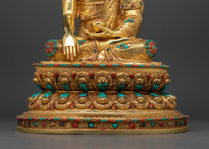 Buddha Shakyamuni Sculpture Art 24K Gold-Gilded Enlightenment Icon | Buddha Statue