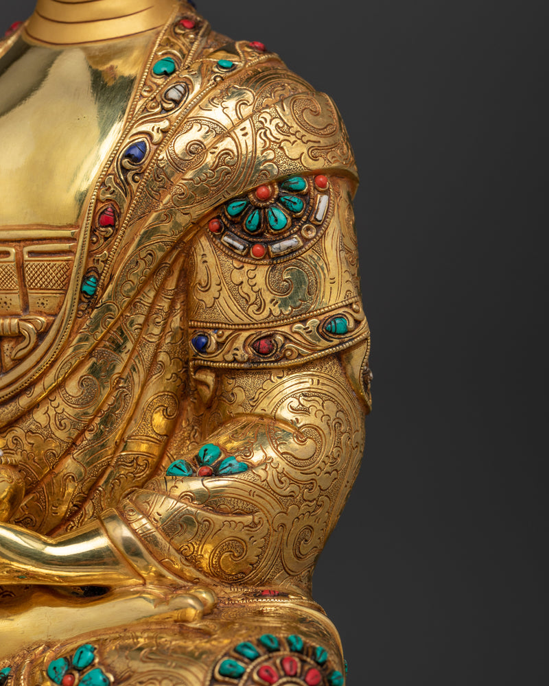 Buddha Shakyamuni Sculpture Art 24K Gold-Gilded Enlightenment Icon | Buddha Statue