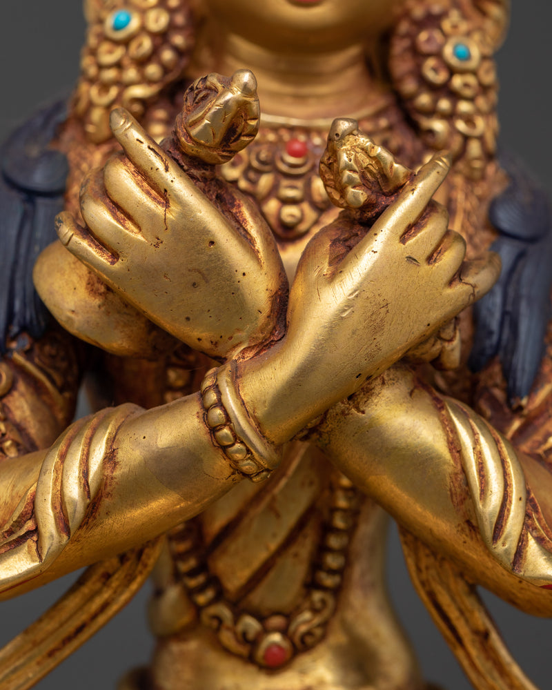 24K Gold Gilded Vajradhara | Tibetan Dorje Chang