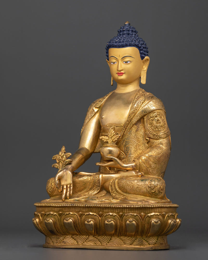 Supreme Healer Medicine Buddha | 24k Gold Gilded Nepalese Artwork