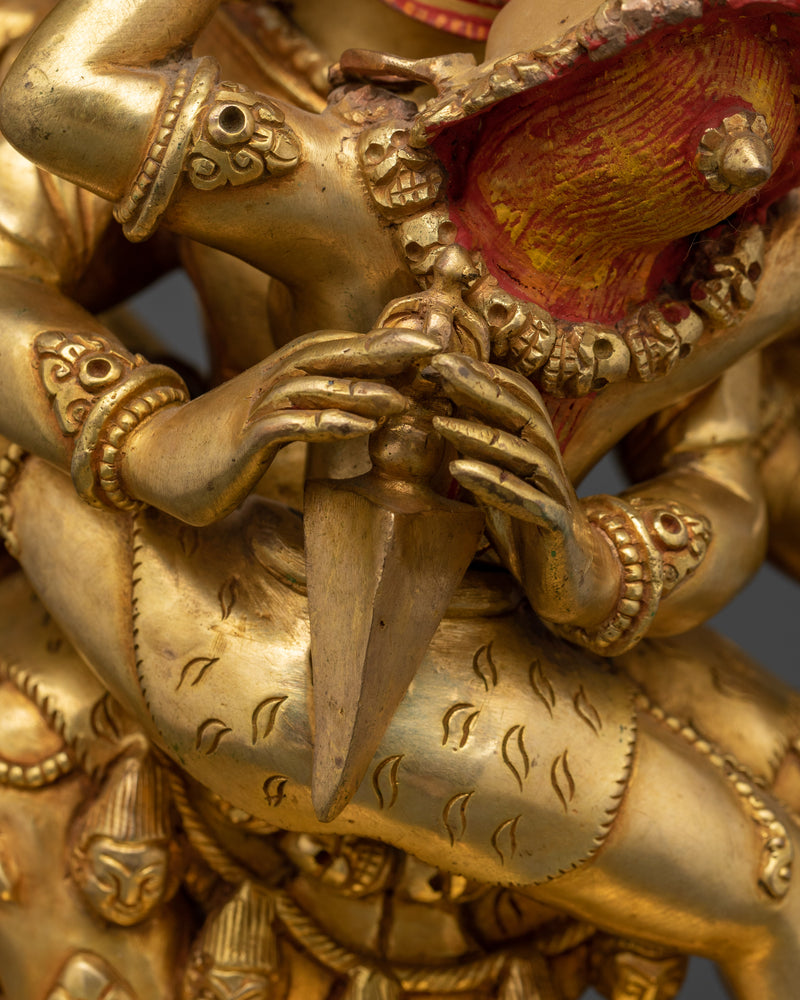 The Wrathful Protector of the Dharma | Vajrakilaya 24k Gold Gilded Statue