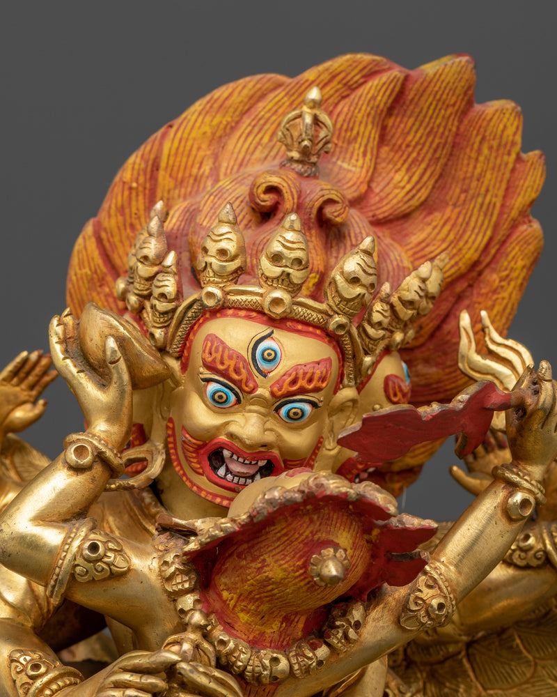 The Wrathful Protector of the Dharma | Vajrakilaya 24k Gold Gilded Statue