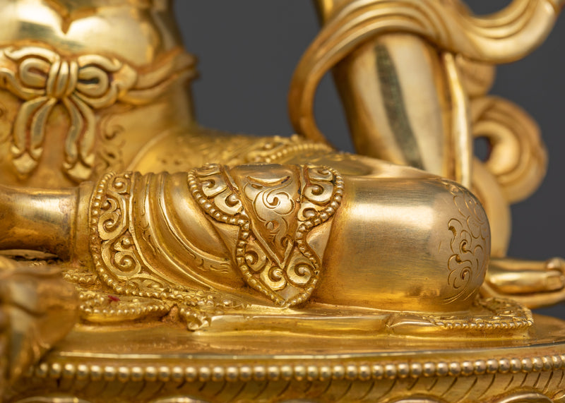 24K Gold Gilded Deity Avalokiteshvara Tibetan Chenrezig  | Handcrafted Statue