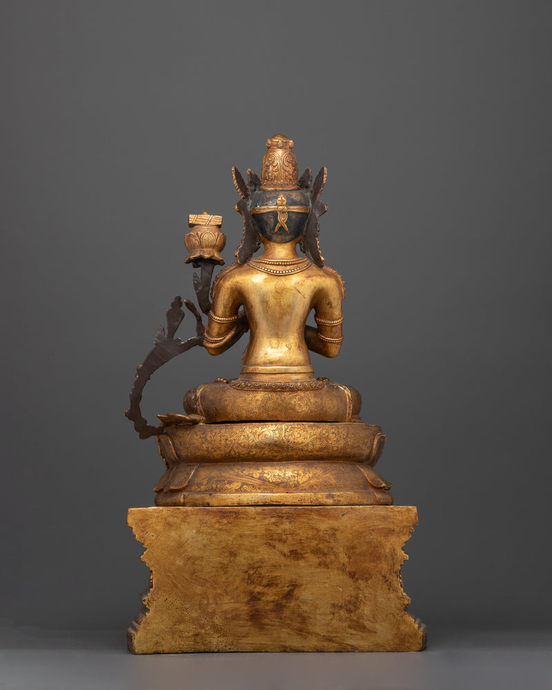 Handmade Buddha Prajnaparamita Statue | Gold-Gilded Antique Finish