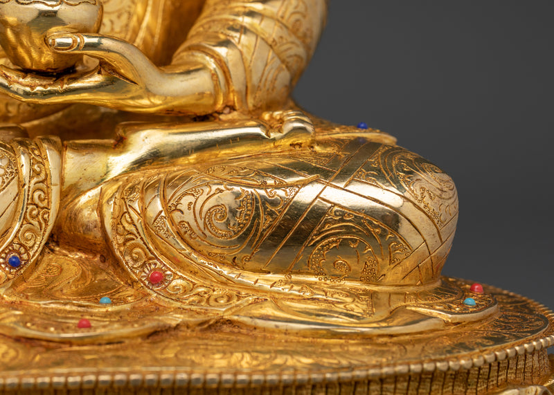 Asian-Made Shakyamuni Buddha | 24K Gold Gilded Copper Statue