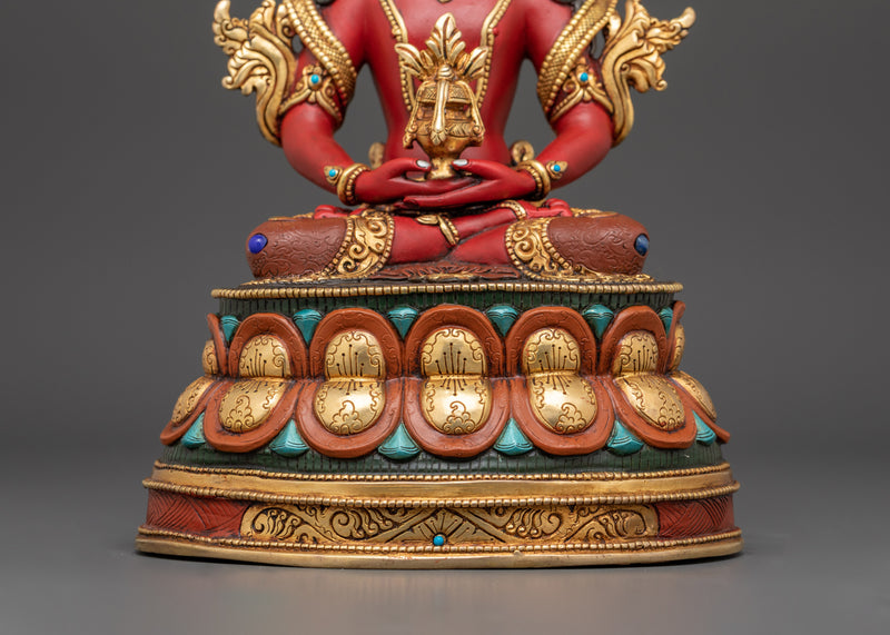 Amitayus Dharani Statue | Handcrafted Buddha of Longevity in 24K Gold Gilding