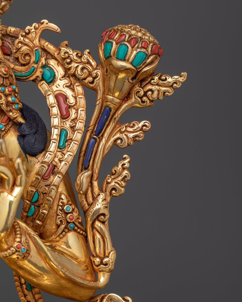 The Compassionate Protector and Swift Savior | Green Tara 24K Gold Gilded Statue