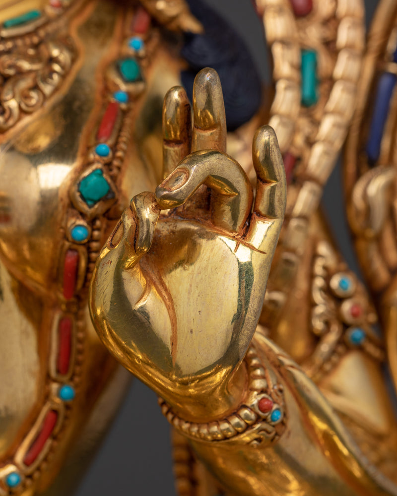 The Compassionate Protector and Swift Savior | Green Tara 24K Gold Gilded Statue