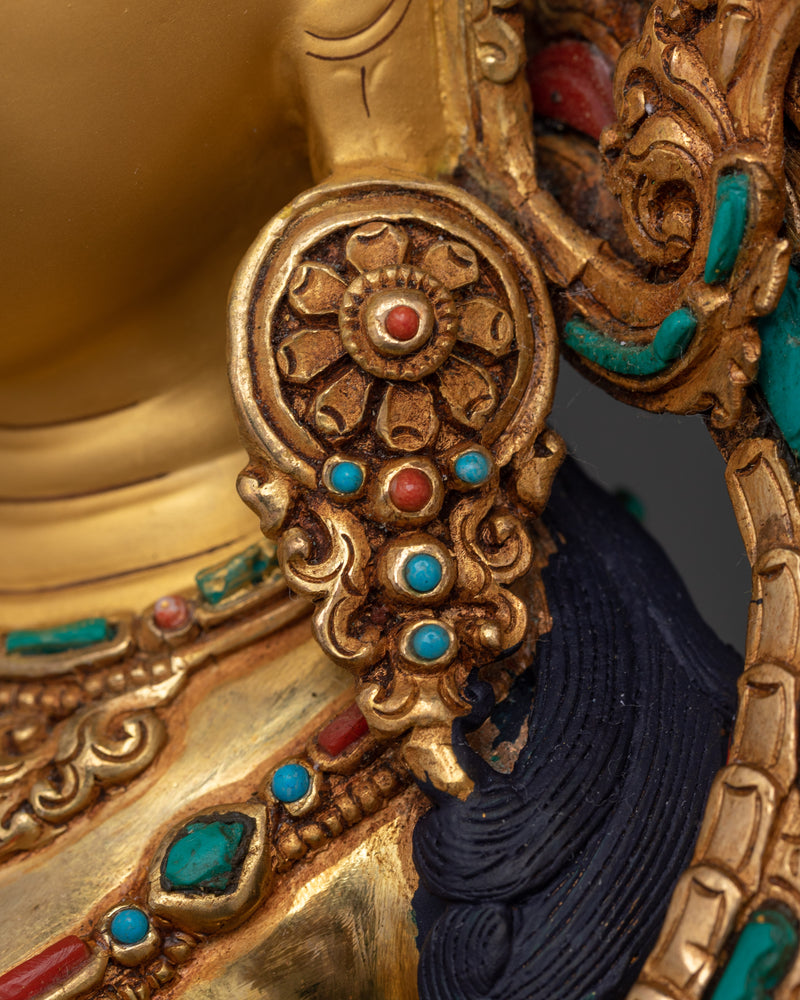 The Compassionate Protector and Swift Savior | Green Tara 24K Gold Gilded Statue