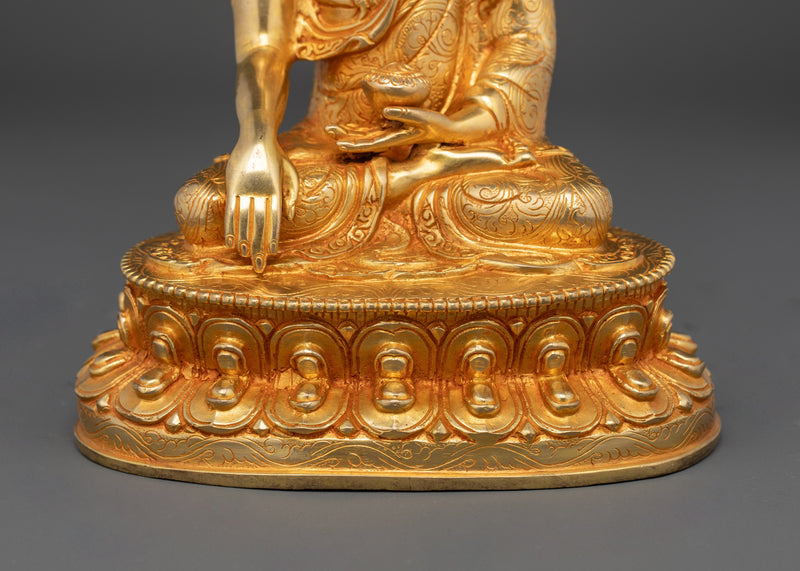 The Enlightened One and Spiritual Guide | Shakyamuni Buddha Gilt Statue