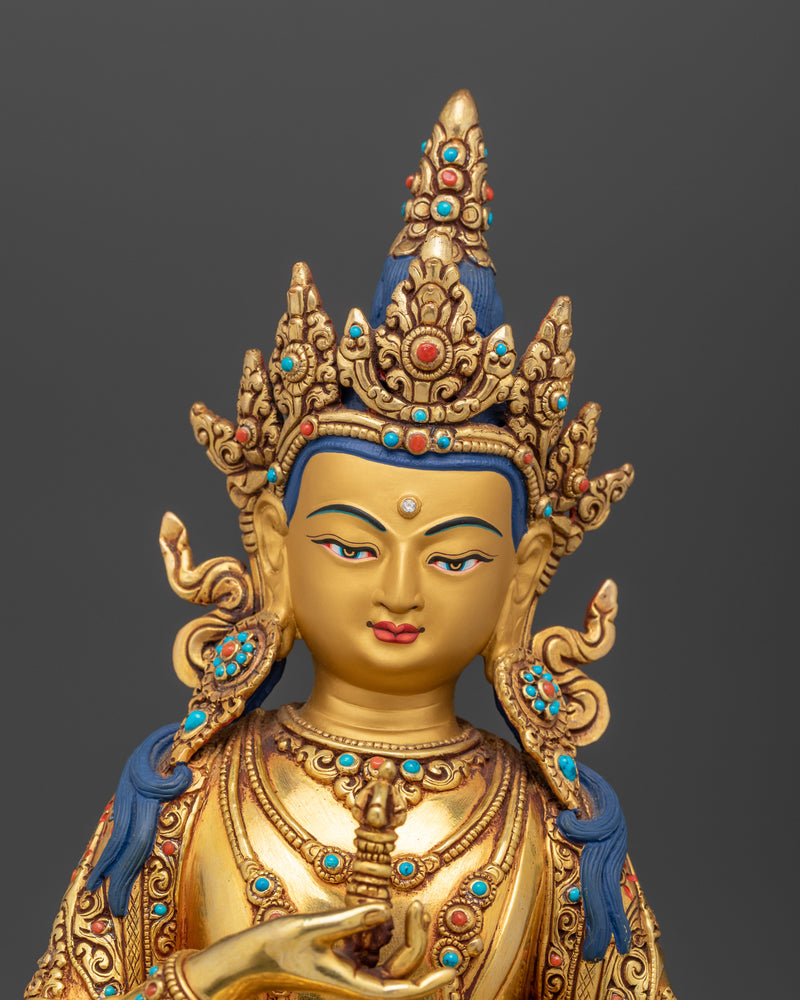 Bodhisattva of Spiritual Renewal Vajrasattva | Handcrafted 24K Gold Gilded Art