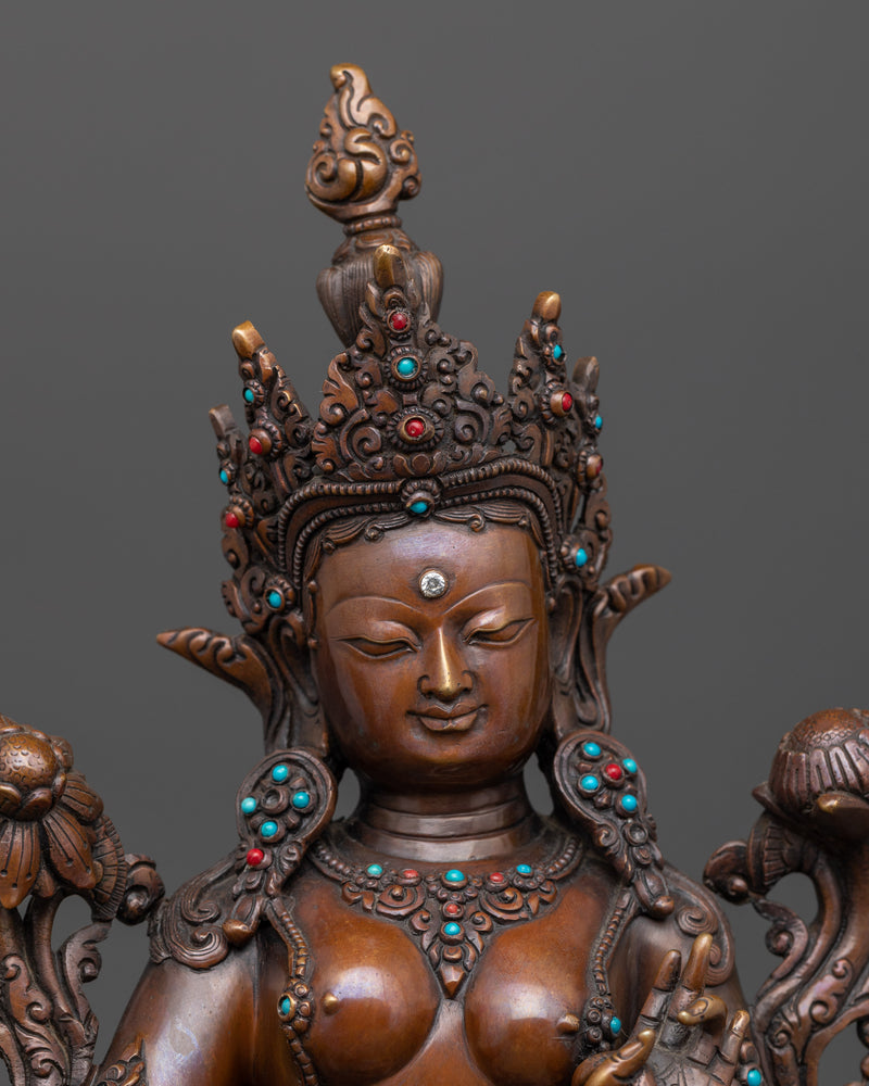 The Swift Protector and Compassionate Savior | Green Tara Oxidized Statue