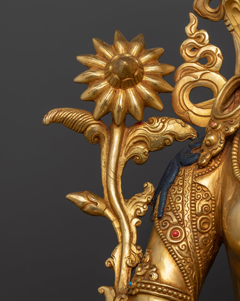 The Majestic Protector Green Tara | 24k Gold Gilded Life Sized Statue